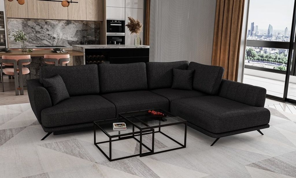 Sehr bequemes, praktisches, hochfunktionelles, elegantes Ecksofa, Ottomane links oder Rechts, Schlafsofa mit Schlaffunktion, Schlafsofa mit Bettkas...
