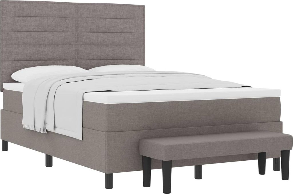 Boxspringbett mit Kopfteil Taupe 140 x 200 cm Stoff