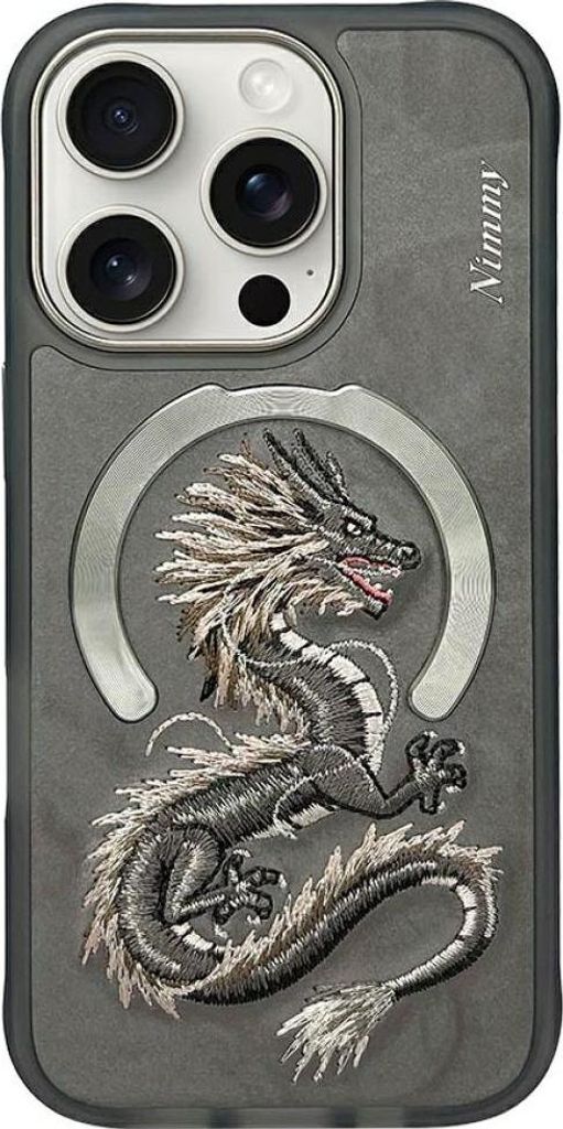 NIMMY Fall DRAGON kompatibel mit MagSafe für IPHONE 16 Pro grau