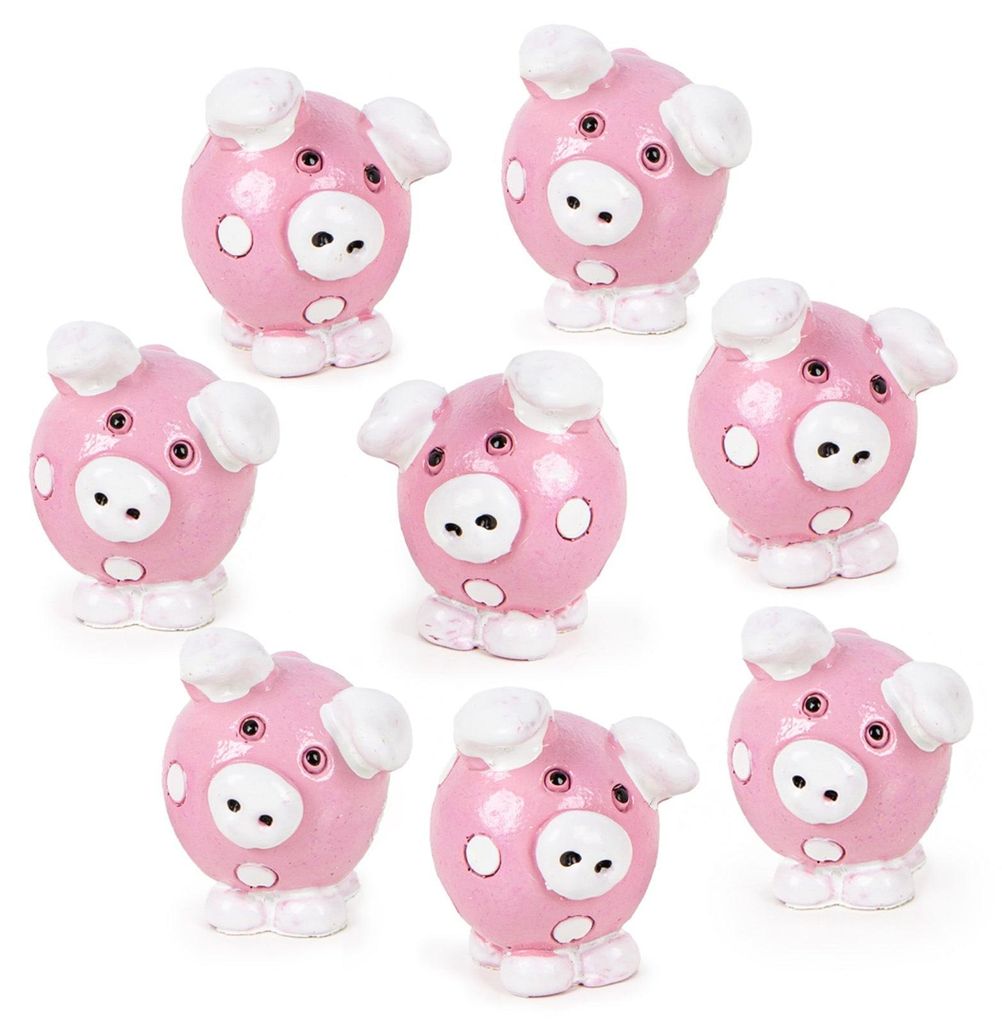 Logbuch-Verlag 8 Mini Glücksschweinchen rosa weiß kleine Glücksbringer Geschenke für Kunden, Kollegen & Freunde 3 cm