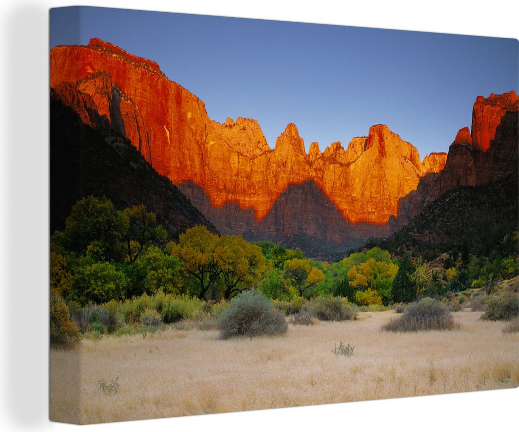 OneMillionCanvasses - Leinwandbilder - 140x90 cm, Ein großer Lichtfall in einem Tal des Zion National Park in Utah, Wandbilder Kunstdruck Wandde...