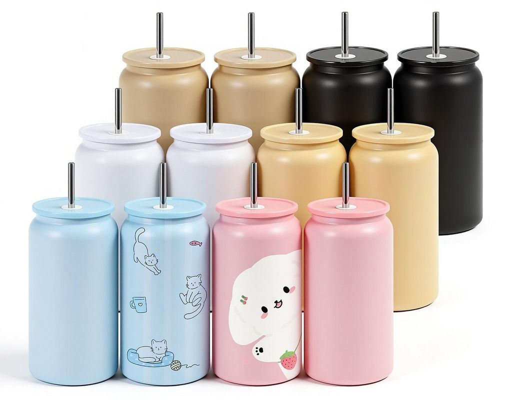Sublimation Tumblers, 12 Pack, 473 mL Multicolored Tumblers Bulk, Stainless Steel Sublimation Cups with Lids and Straws, Double Wall Insulated Tumb...