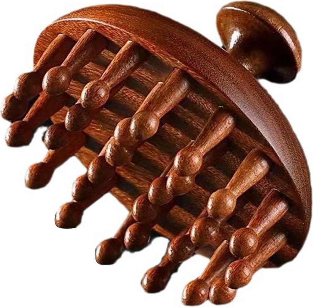 Kamm aus natürlichem Sandelholz, langer Griff, Meridian-Punkt-Massagegerät, 22 Zähne, Meridian-Einsatzkamm für Kopfmassage und Haarwachstumsfö...