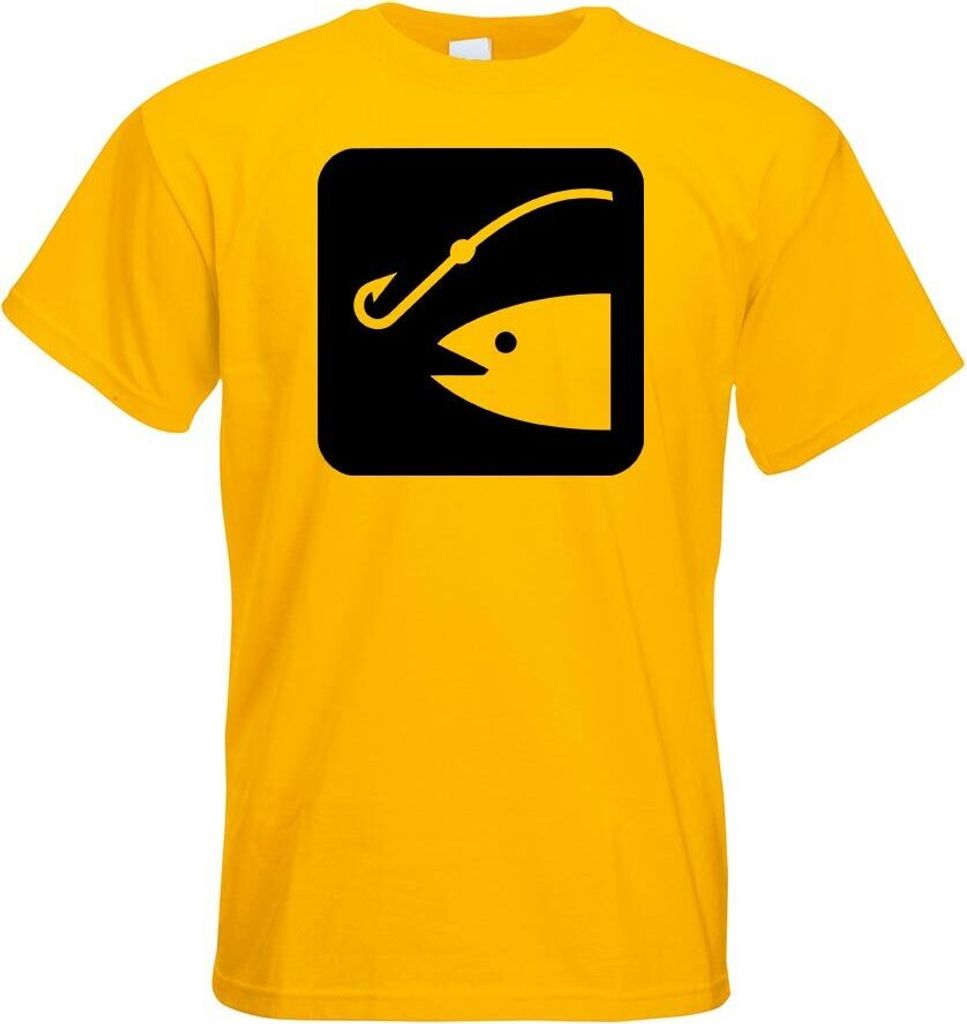 Kiwistar - T-Shirt - gelb - Angelplatz Stelle Ort Piktogramme Herren Funshirt Bedruckt Design Sprüche Spruch Motive - mit Motiv Bedruckt - Funshir...