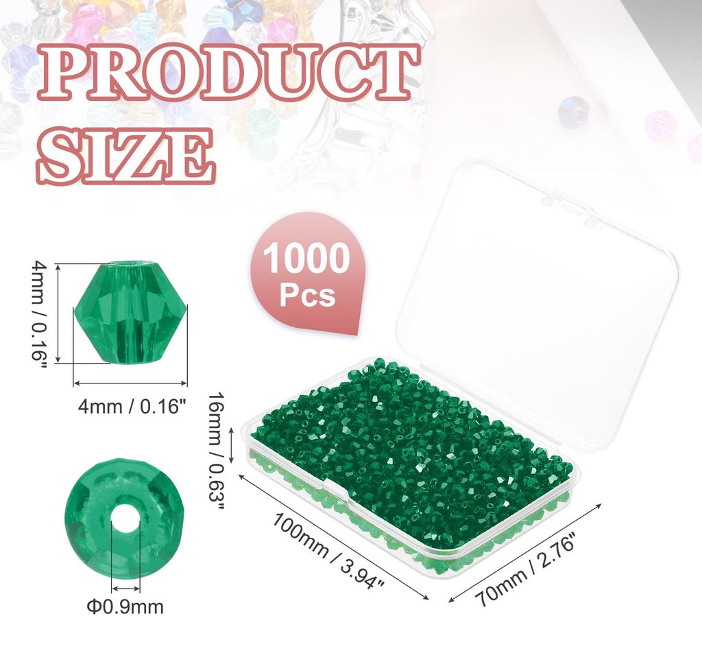 1000 Stš¹ck Facettierte Glasperlen, 4mm Kristall Facettierte Perlen, Kristallperlen Zum Auff?deln, Doppelkegel Perlen mit Box fš¹r Armband, Hal...