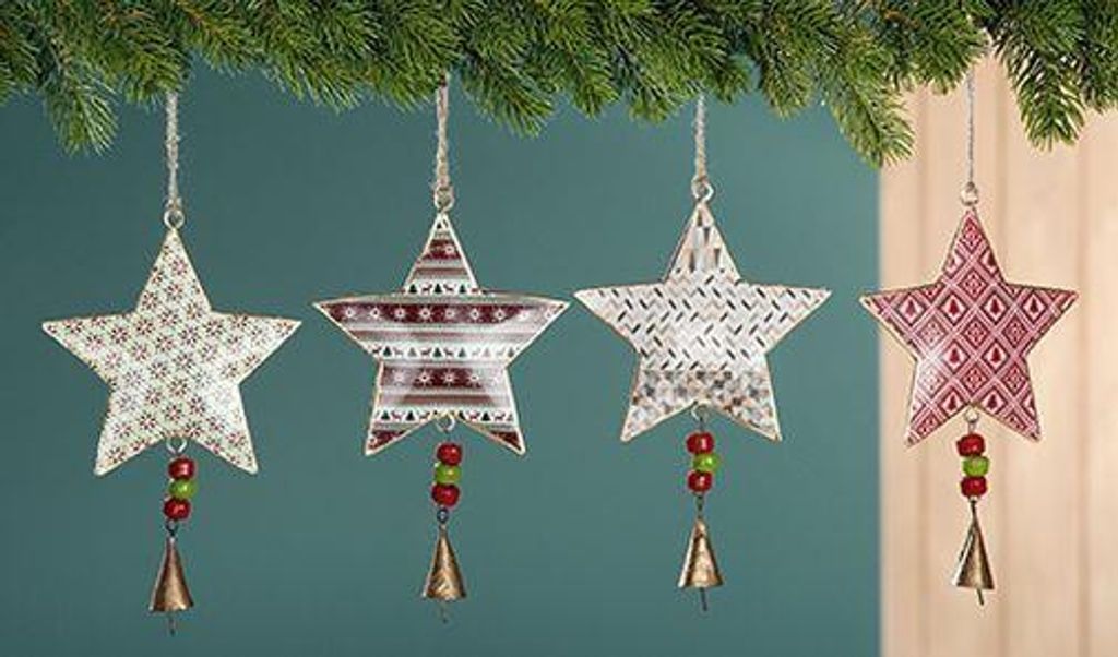 Gilde Metall Sternhänger m.Glocke weihnachtl. Dekore, farbig cm B= 13 cm H= 20cm cm