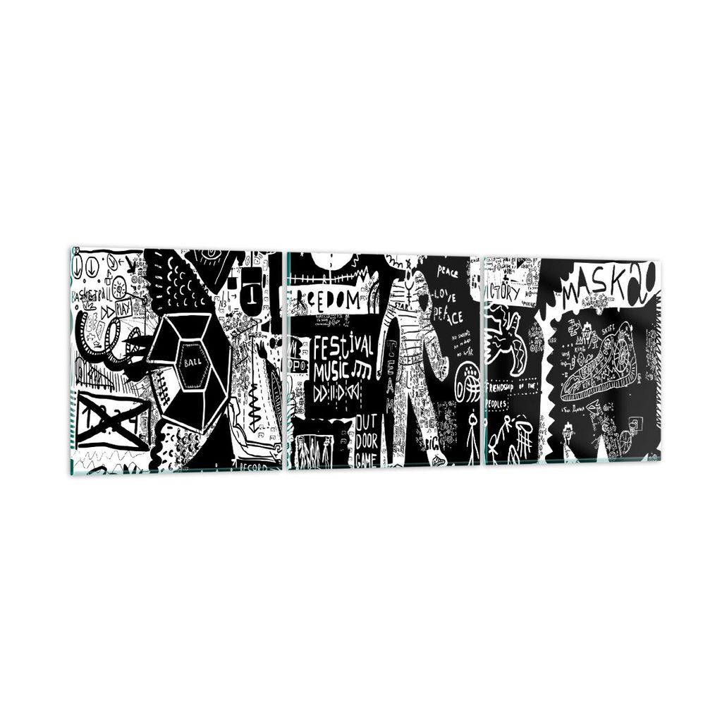 Bilder auf glas - Graffiti modern - 90x30cm - Glasbilder - Wandbilder - Bilder - Kunstdruck - zum Aufhängen bereit - Wanddekoration aus Glas - Gla...