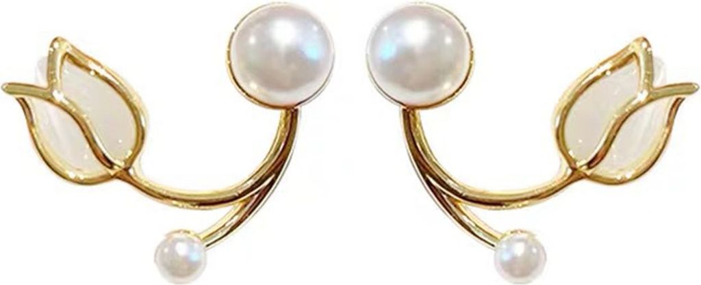 1 Paar Ohrstecker aus Kunstperlen, Tulpenblüte, Vintage, Französisch, elegant, nicht allergisch, für Frauen und Mädchen, Modeschmuck, Zubehör,...