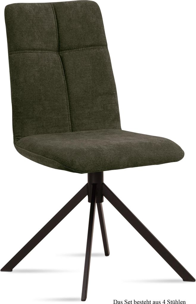 Esszimmerstuhl (4er-Set) Drona 47x92x60 Schwarz/Khaki