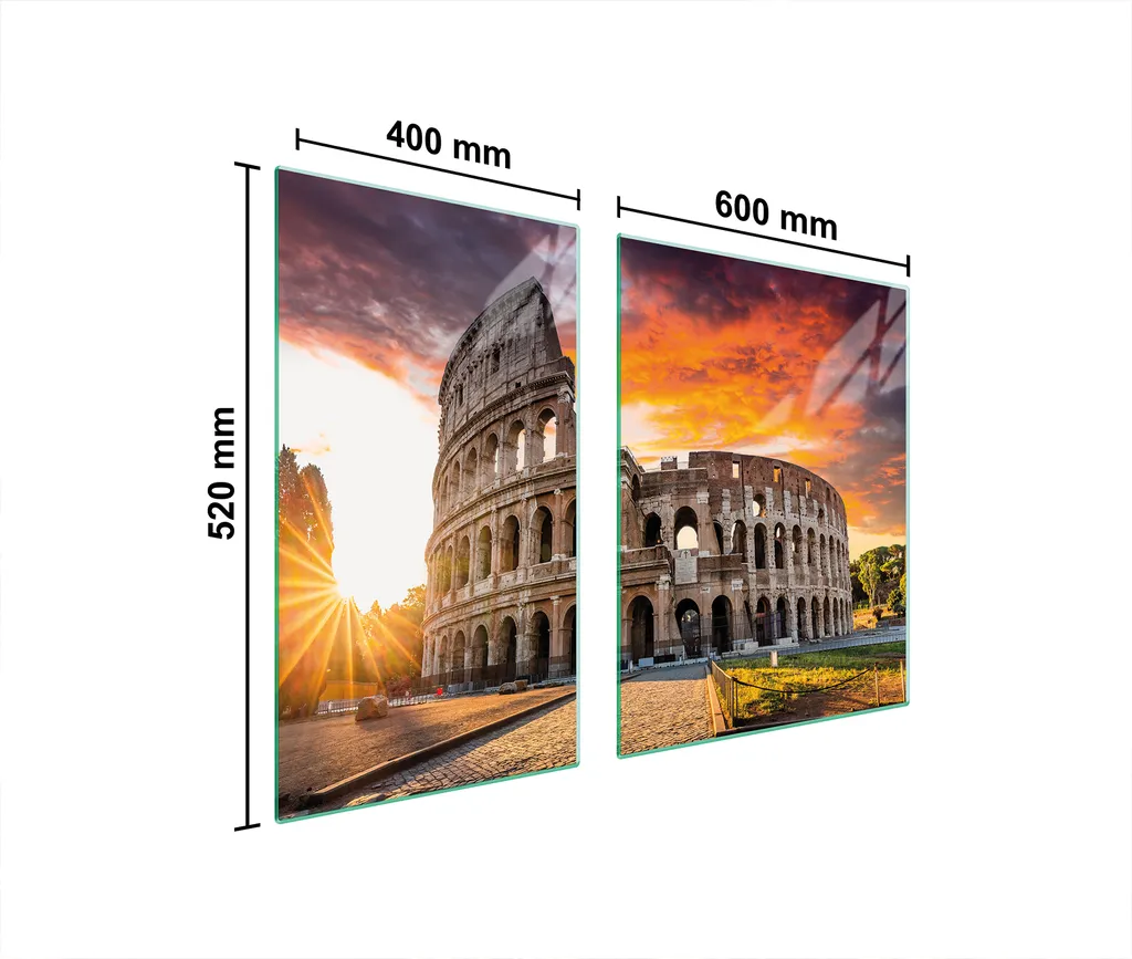 Copri Piano Cottura 100x52 Vetro Temperato Colosseo - Set 2 Pezzi Design