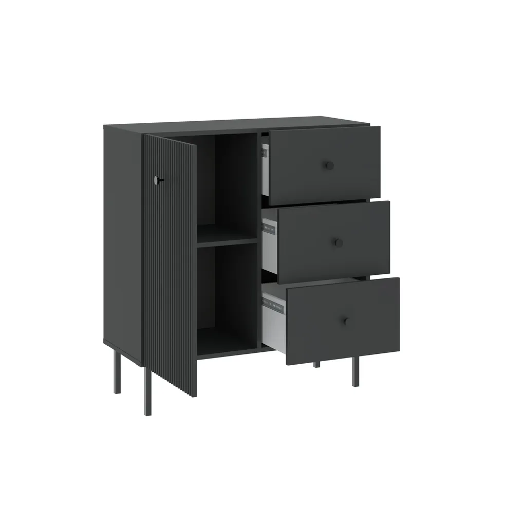 Commode à tiroirs HASKEL anthracite - Meuble de rangement multi-usages