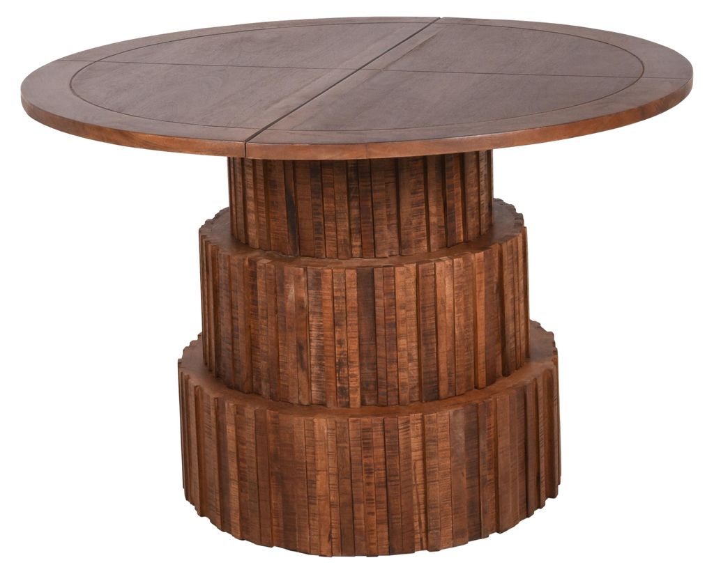 Esstisch ALMA rund - Mangoholz Walnussbraun 78x120x120cm | Wohnzimmertisch Massivholz Robuster Tisch