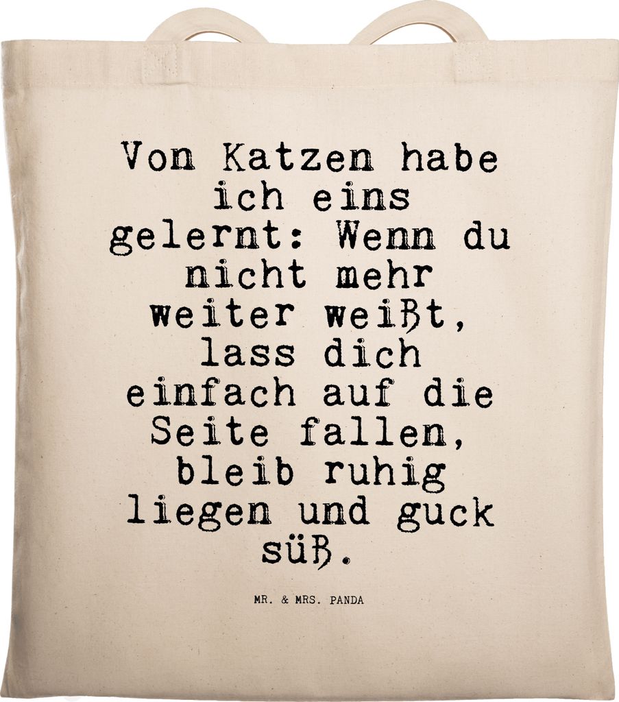 Mr. & Mrs. Panda Tote Bag Von Katzen habe ich... - Transparent - Geschenk, Laptoptasche, Katze, Shopping Tasche, Spruch Sprüche Weisheiten Zitate ...