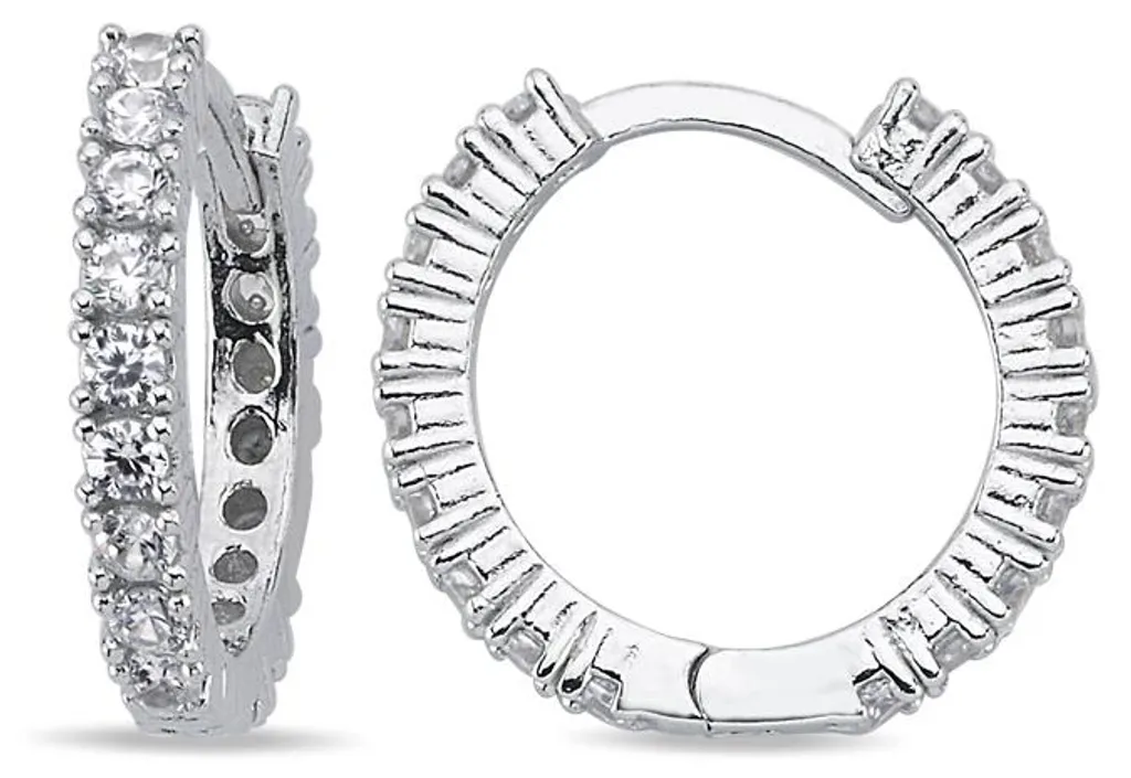 Créoles en argent 925 pour femmes serties de zircone Tamtur 15 mm