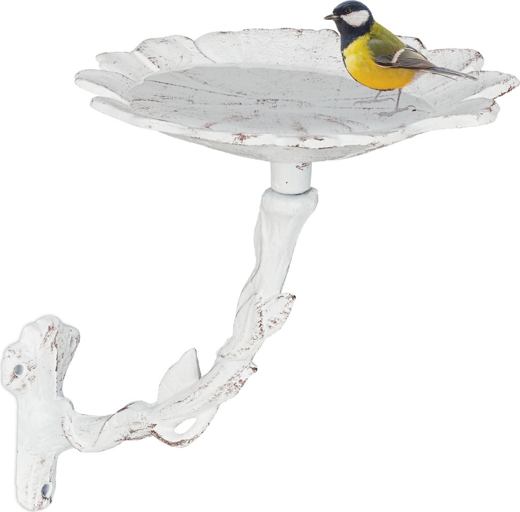 Relaxdays Vogeltränke aus Gusseisen, Blüte, Gartendeko, Produktbild 