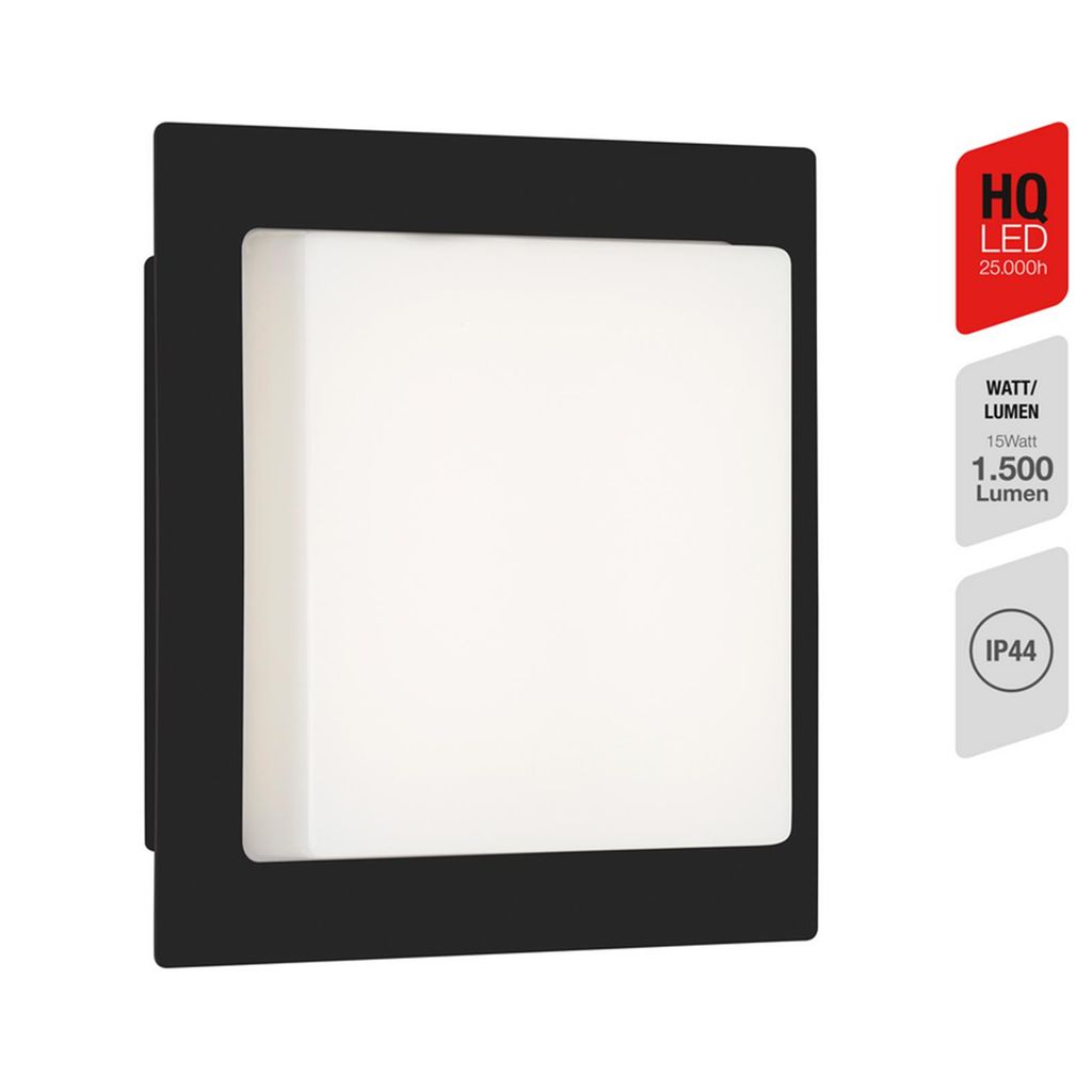 Telefunken LED Außenleuchte Wandlampe Schwarz 30cm IP44 15W 1500lm Neutralweiß 4000K