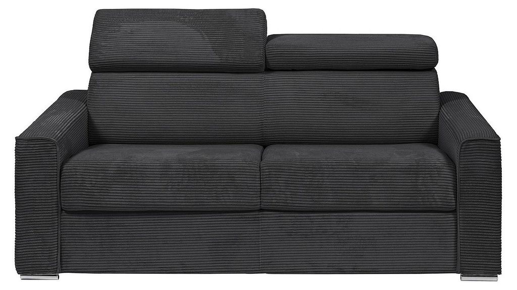 3-Sitzer-Schlafsofa vom Typ Express aus grauem Cordvelours mit Sitzfläche aus Memory-Schaumstoff – Breiter Rahmen 140 cm – Matratze 18 cm VIZIR