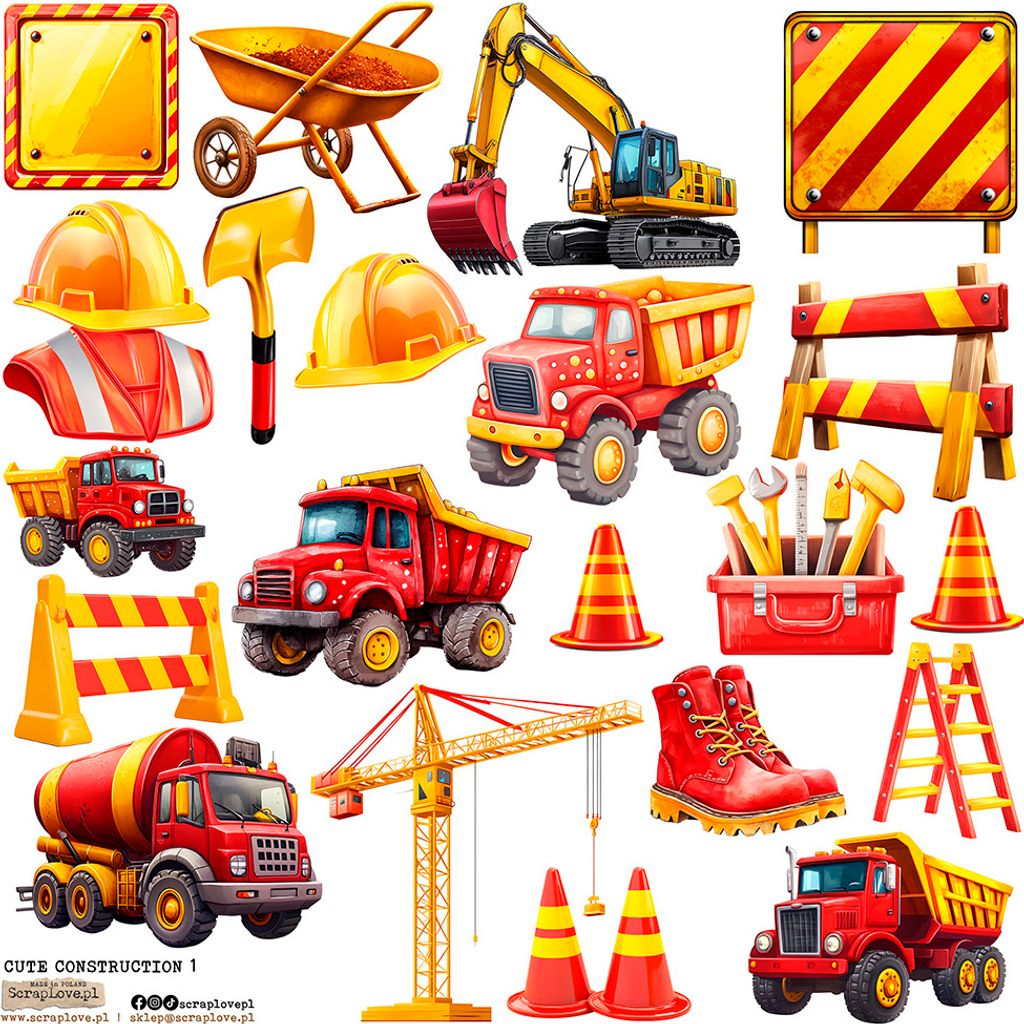 AUFKLEBER ScrapLove Nachbildung Stickers - Cute Construction 1