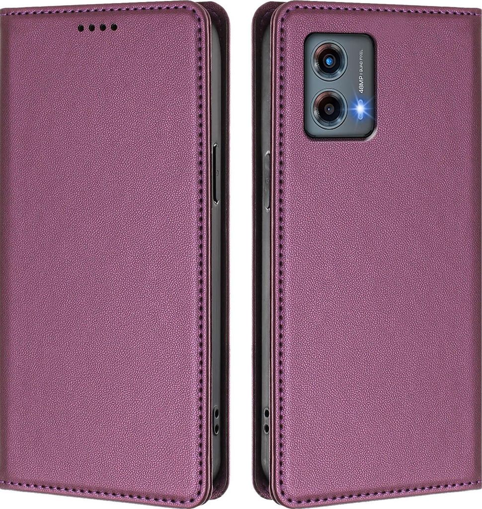 Handyhülle für Motorola Moto G 5G 2023, Kunstleder Klapphülle Stoßfeste Magnetische Hülle mit Ständer Lila