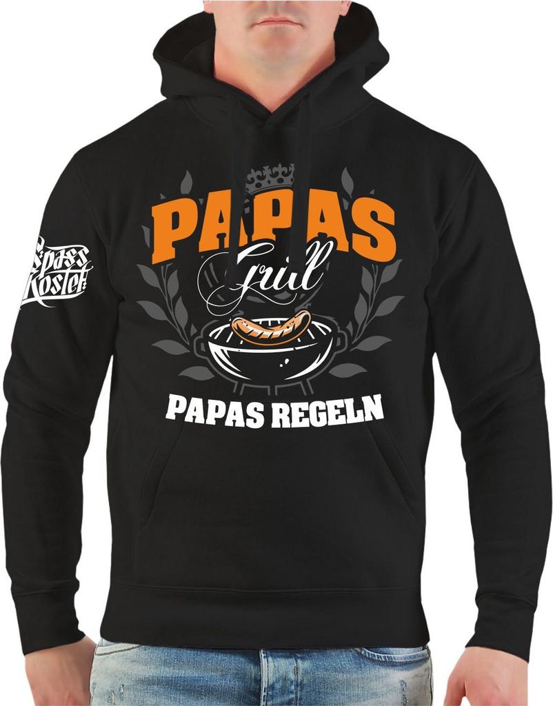 Herren Kapuzenpullover Papas Grill Papas Regeln
