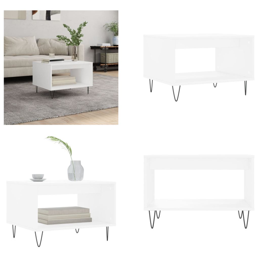 vidaXL Couchtisch Weiß 60x50x40 cm Holzwerkstoff - Couchtisch - Couchtische - Beistelltisch - Sofatisch