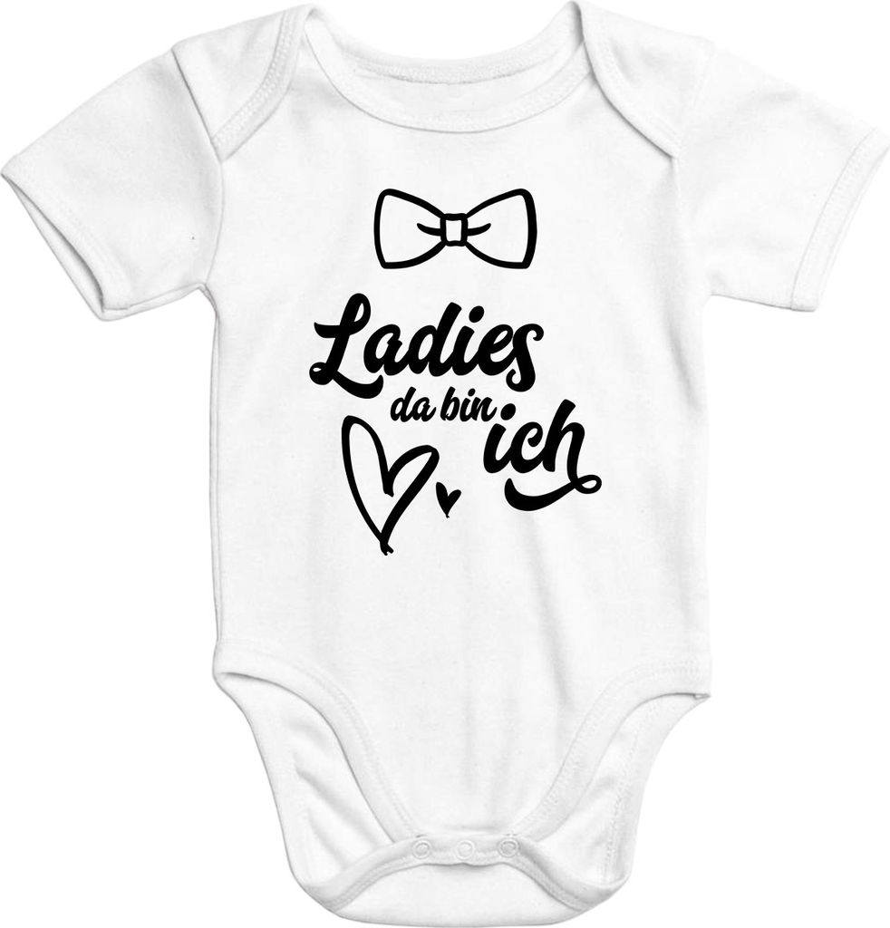 Baby Body Ladies da bin ich Baumwolle kurzarm Babybody für Jungen Aufdruck Moonworks 6-12 Monate