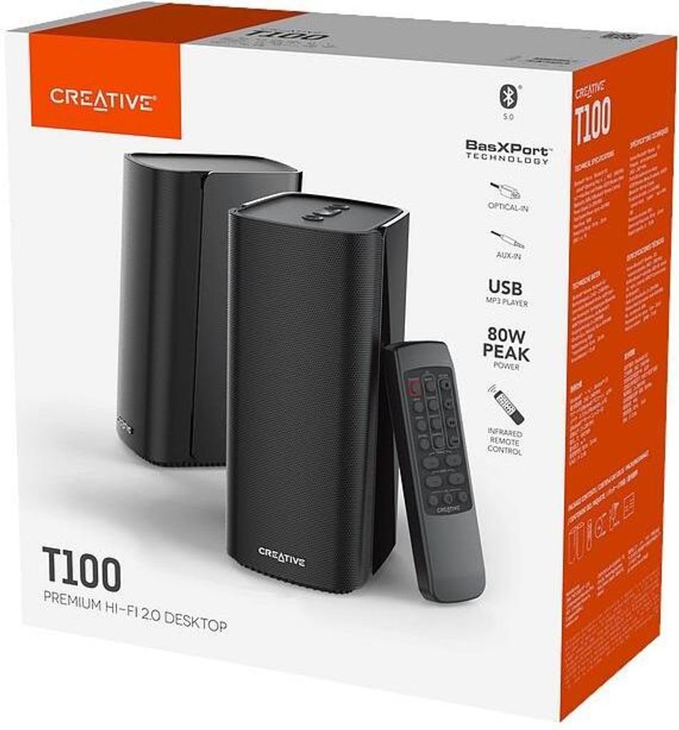 CREATIVE T100 2.0 Lautsprecher Bluetooth Produktbild 