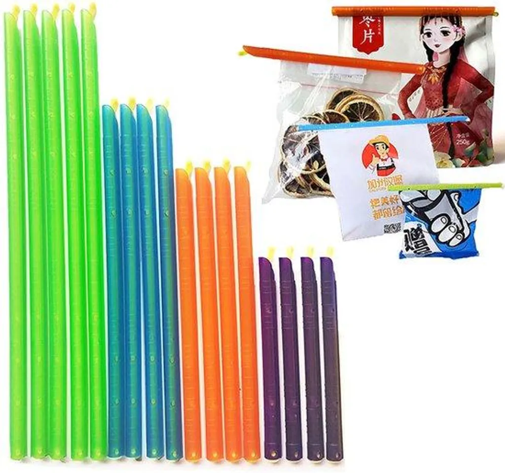 Bâtonnets de fermeture flexibles et étanches pour sachets - Lot de 16 pcs
