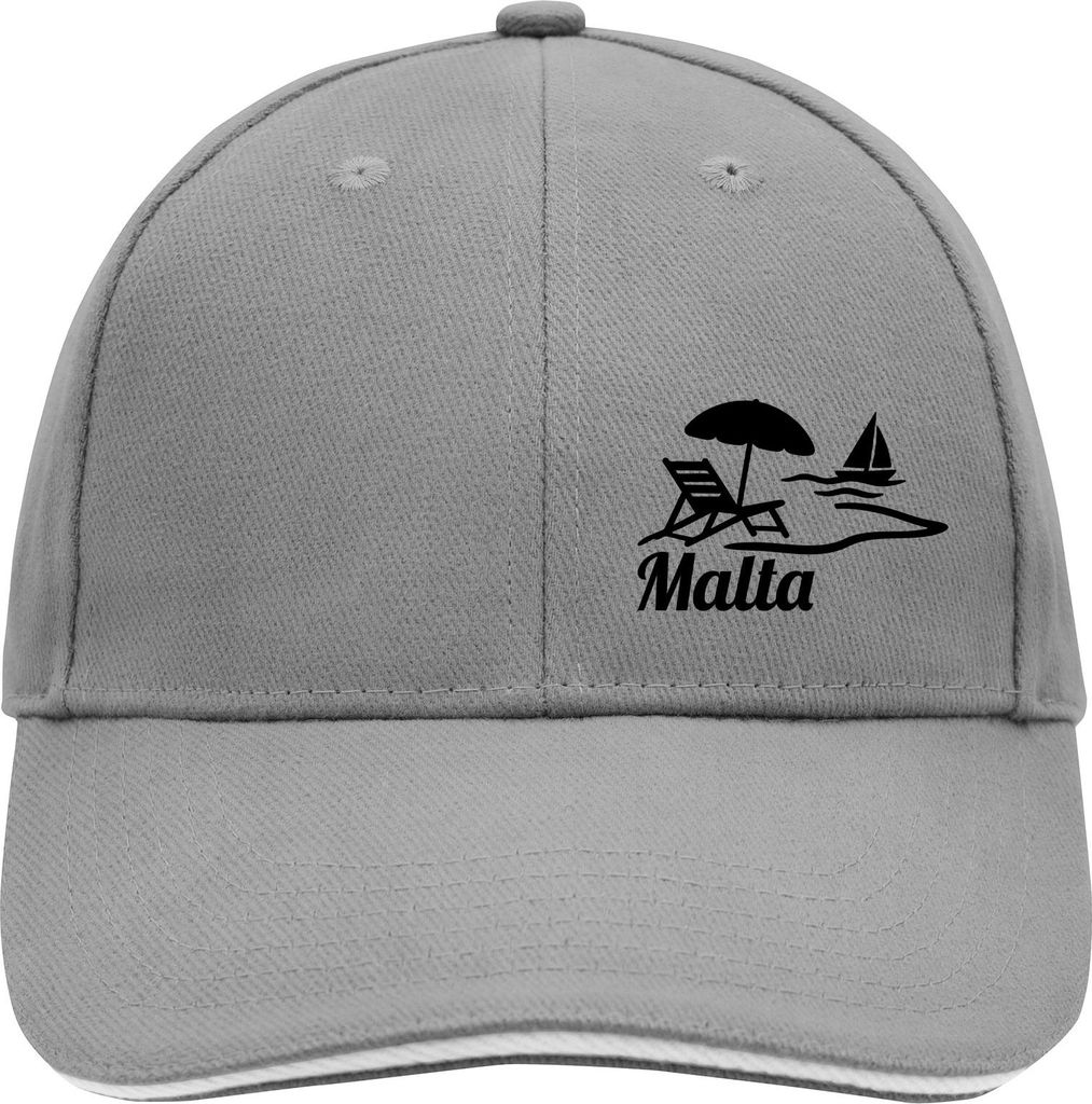 Huuraa Cappy Mütze Malta Malta Dark Grey/White Baumwolle 6-Panel Kappe Geschenkidee