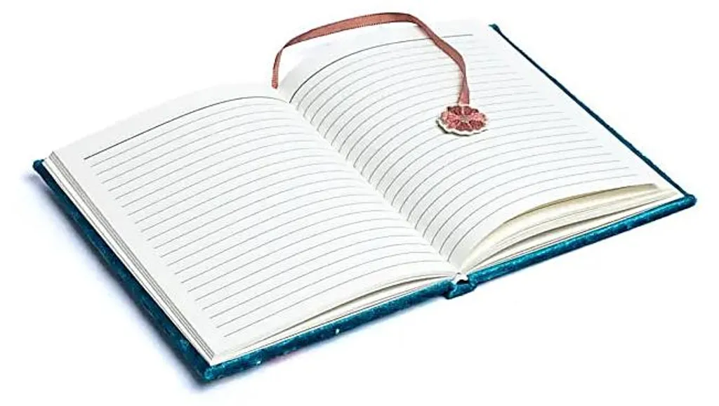 Carnet de Notes Velours Bleu Fleurs 20x15 - Papeterie Chic et Douce