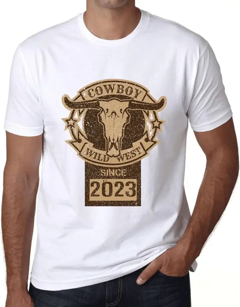 Herren Grafik T-Shirt Wildwest-Cowboy seit 2023 – Wild West Cowboy Since 2023 – Geschenk 1. Geburtstag Jahrestag 1 Jahre Jubiläum 1 Jährige Mann