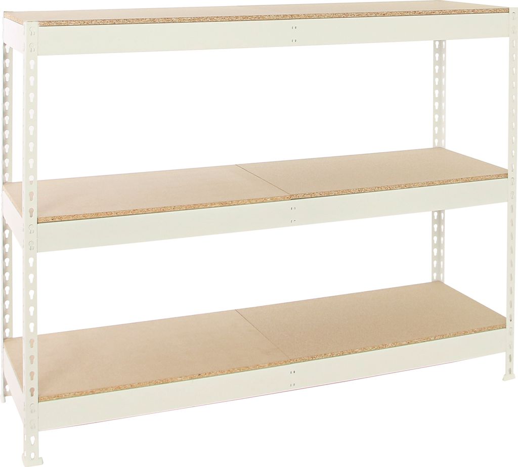 PROREGAL Schwerlastregal MID WOOD YETI THREE | HxBxT 150x150x60cm | Fachlast 400kg | Weiß