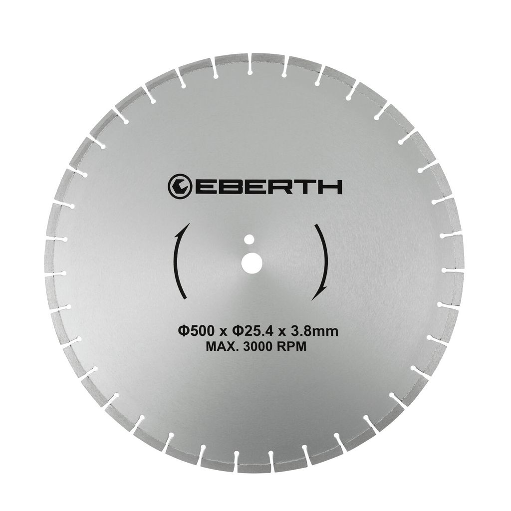 EBERTH Trennscheibe Diamanttrennscheibe für Stein, Beton, Fliesen und Feinsteinzeug, Diamantscheibe mit 500mm Durchmesser, 25,4mm Bohrung
