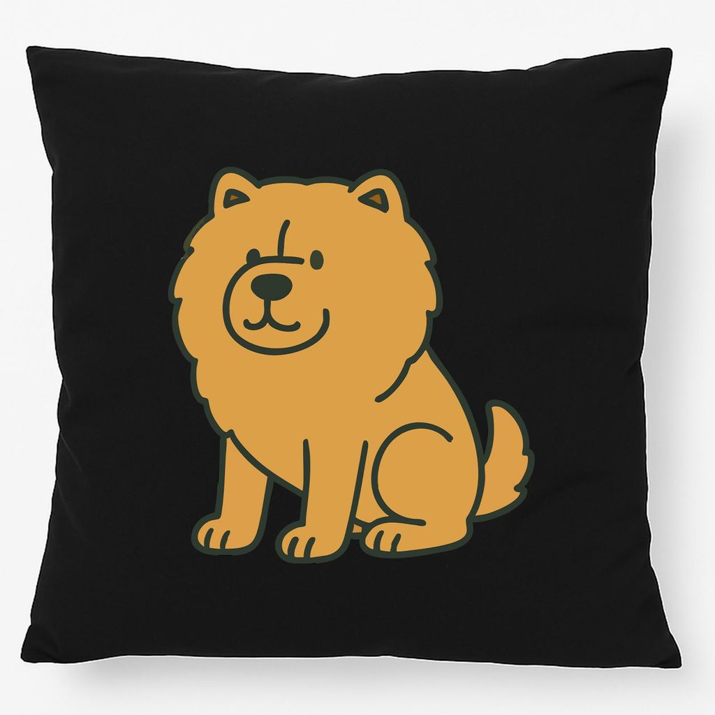 Huuraa Kissen Chow-Chow Comic Chowie 40x40cm mit Füllung Black Baumwolle Dekokissen Geschenkidee