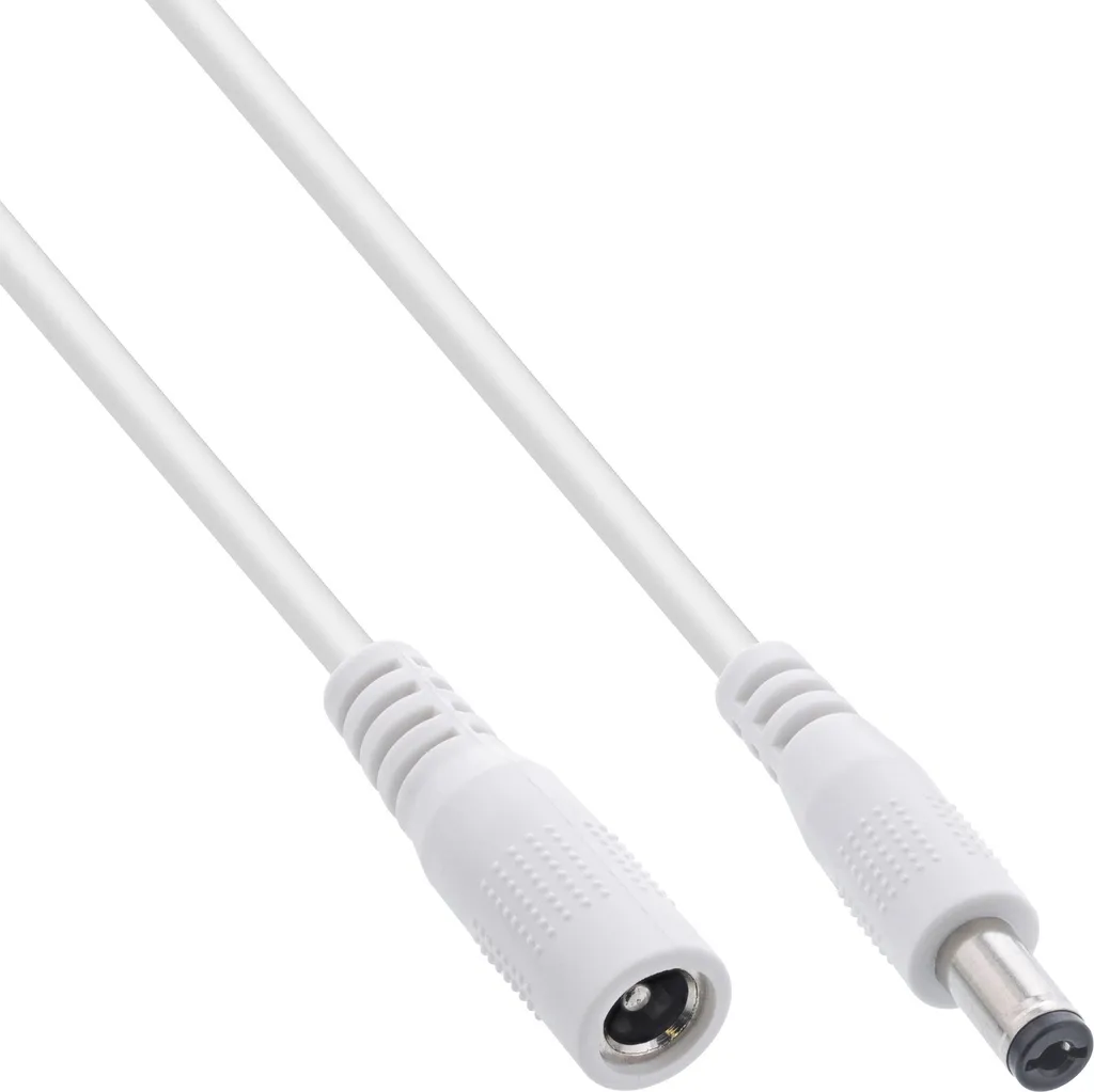 Cavo Prolunga DC 5 Metri InLine AWG18 Bianco 5.5x2.5mm Alta Qualità
