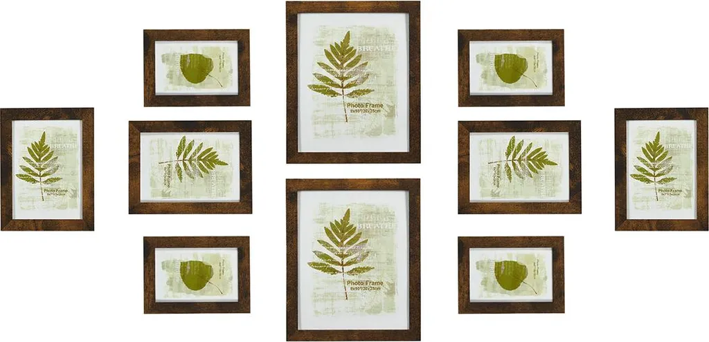 Lot de 10 cadres photo vintage marron pour pêle-mêle mural chic