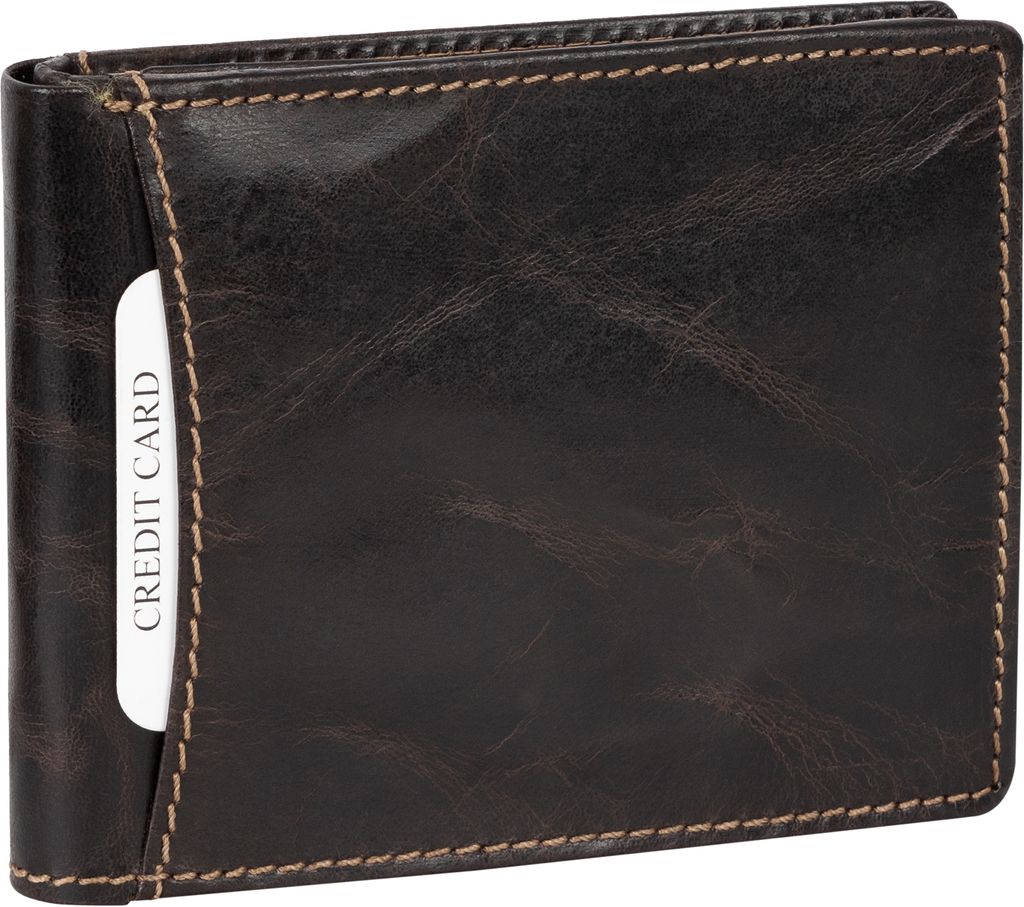 Bag Street Herren-Geldbörse Aus Rindleder – Rustikal, Grau, 12,5 X 9,5 Cm, Mit Münzfach, Reißverschluss & Vielen Kartenfächern