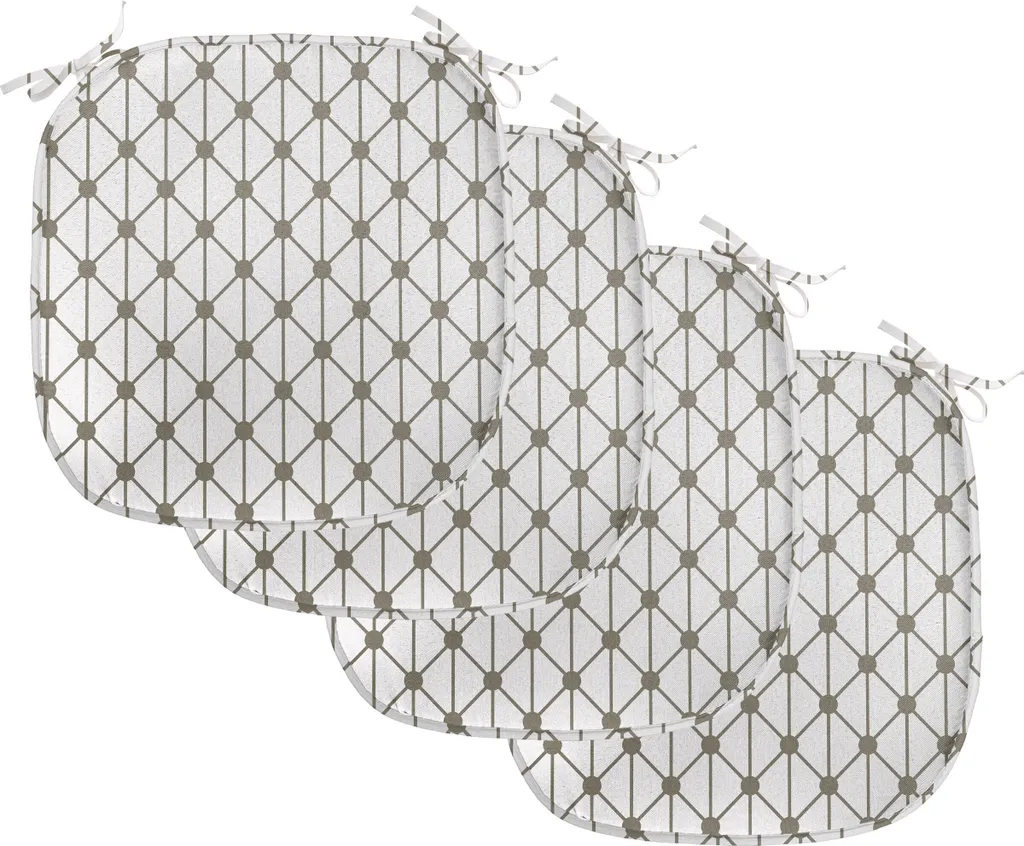 ABAKUHAUS Modern Polster per sedie da sala da pranzo, forme geometriche a diamante, cuscini decorativi impermeabili con cinturini per sedie da cucina, 40 cm x 40 cm, confezione da 4, verde chiaro e bianco