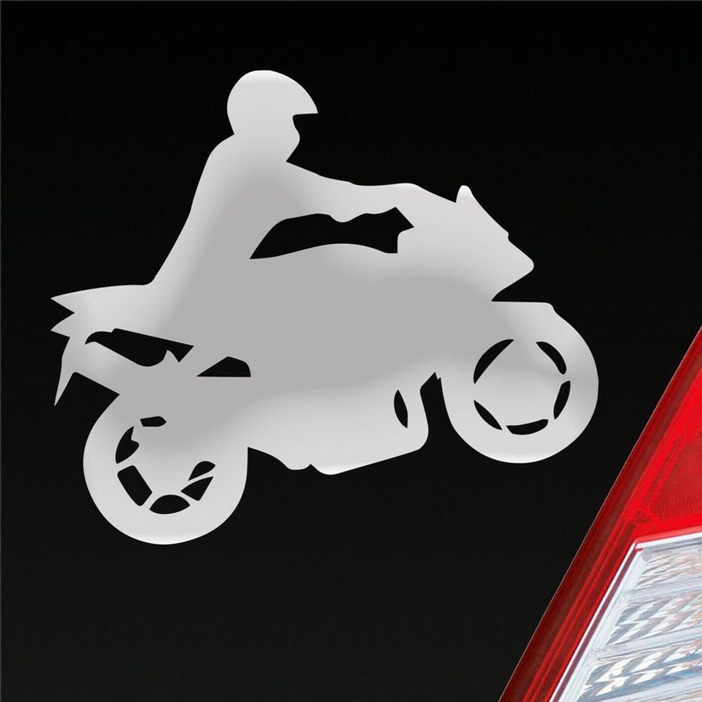 Auto Aufkleber Mopped Bike Moped Motorrad 10x8,5 cm Silber Sticker Heckscheibenaufkleber