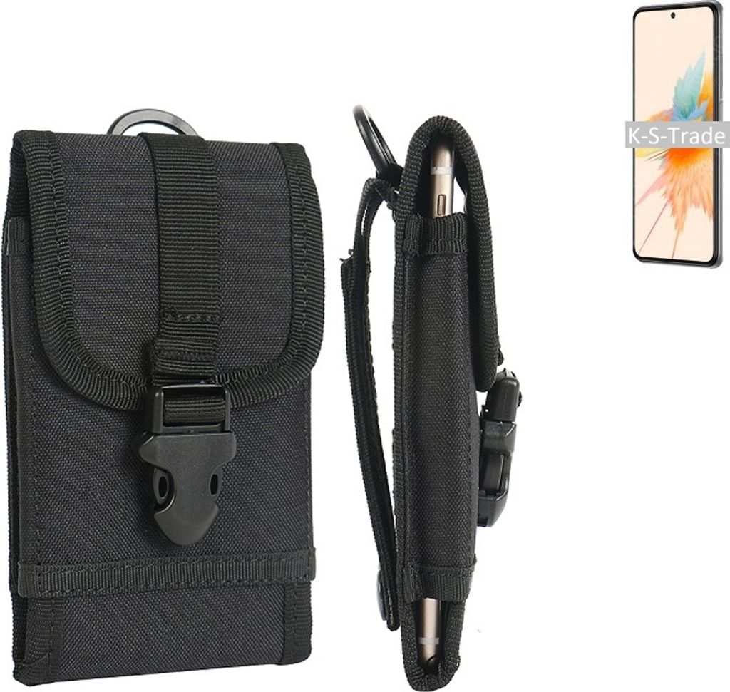 K-S-Trade Holster Handy Hülle kompatibel mit ZTE S30 Holster Handytasche Gürtel Tasche Schutz Hülle Robust Outdoor schwarz