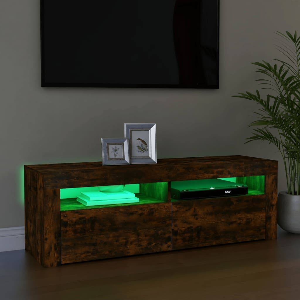 "2026 Promotion" TV-Schrank - TV-Lowboard - mit LED-Leuchten - Räuchereiche 120x35x40 cm - TV-Regal CC28015