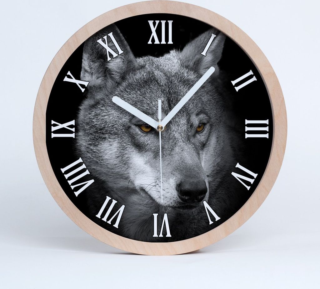 Holzuhr 25fi cm wanduhr - weiße Spitzen - Große römische Uhr Wolf