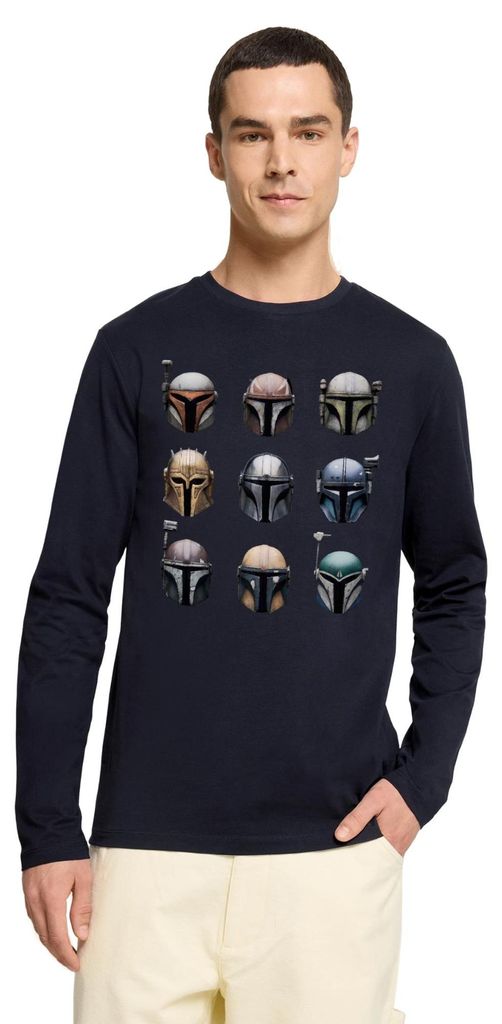 Star Wars: Mandalorian Mandalorianische Helme Premium Langarmshirt Herren, 4XL, Navy