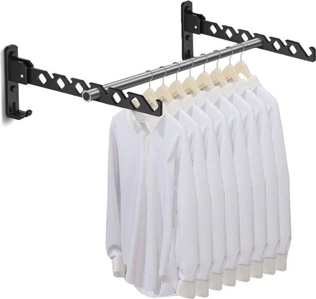 Tringle pivotante en aluminium noir 90° gain de place pour vestiaire