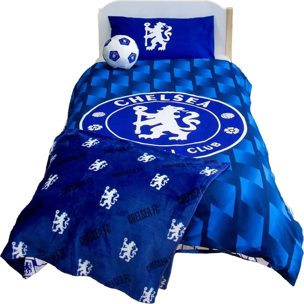 Linge de Lit Chelsea FC AG3977 Bleu et Blanc avec Motif Géométrique