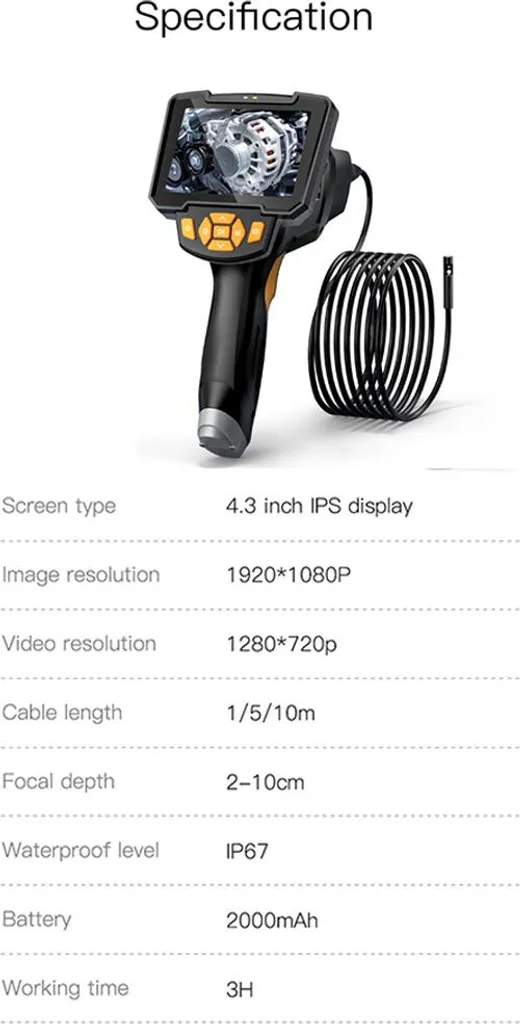 Endoscope industriel Pro EX-2000 avec caméra inspection 1080P étanche - 5