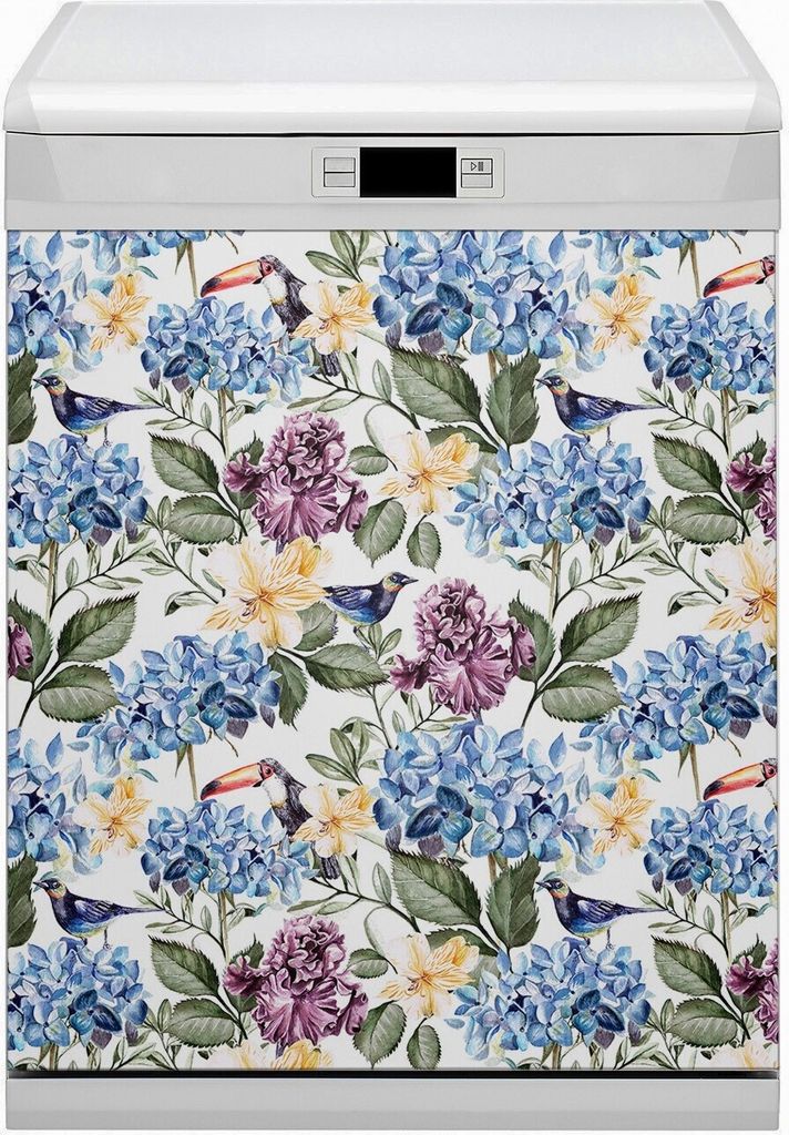 Magnet für Spülmaschine Abwaschbar 60x70 cm Magnet für Spülmaschine Magnetmatte Nachbildung - Blumen Retro