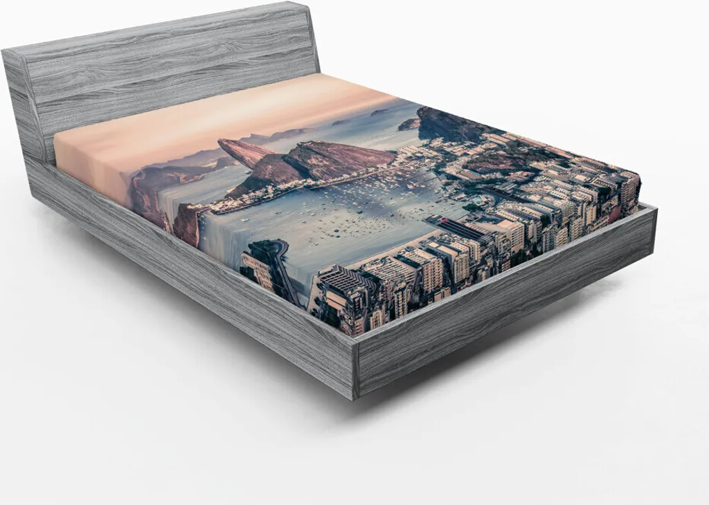 Drap-housse 180x200 cm imprimé paysage plage urbaine Rio de Janeiro