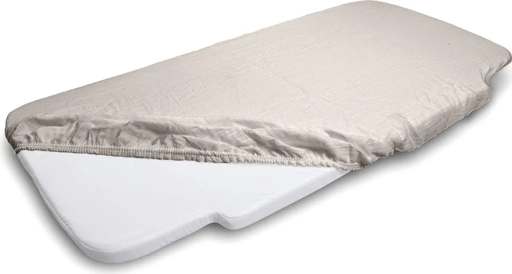 Drap-housse 58x110x8 Beige en mousseline anti-irritation et doux