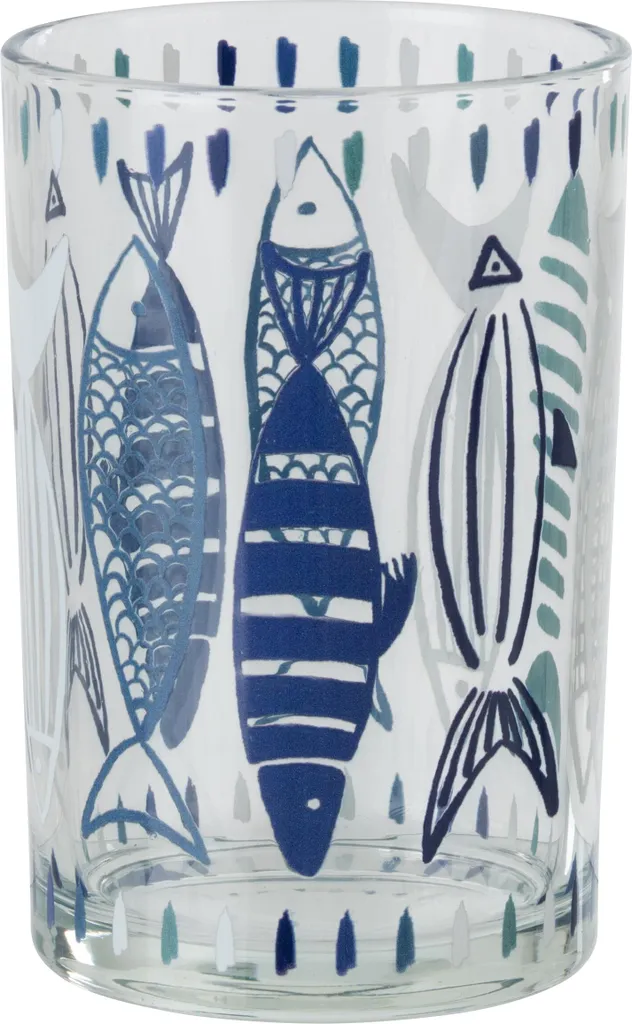 Photophore Poisson J-Line Verre Blanc et Bleu Modèle Large 22cm Design